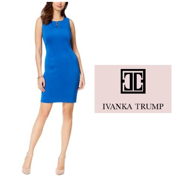 Ivanka Trump Dresses & Skirts - Ivanka Trump Womens Blue Scuba Sheath Dress Sz 10